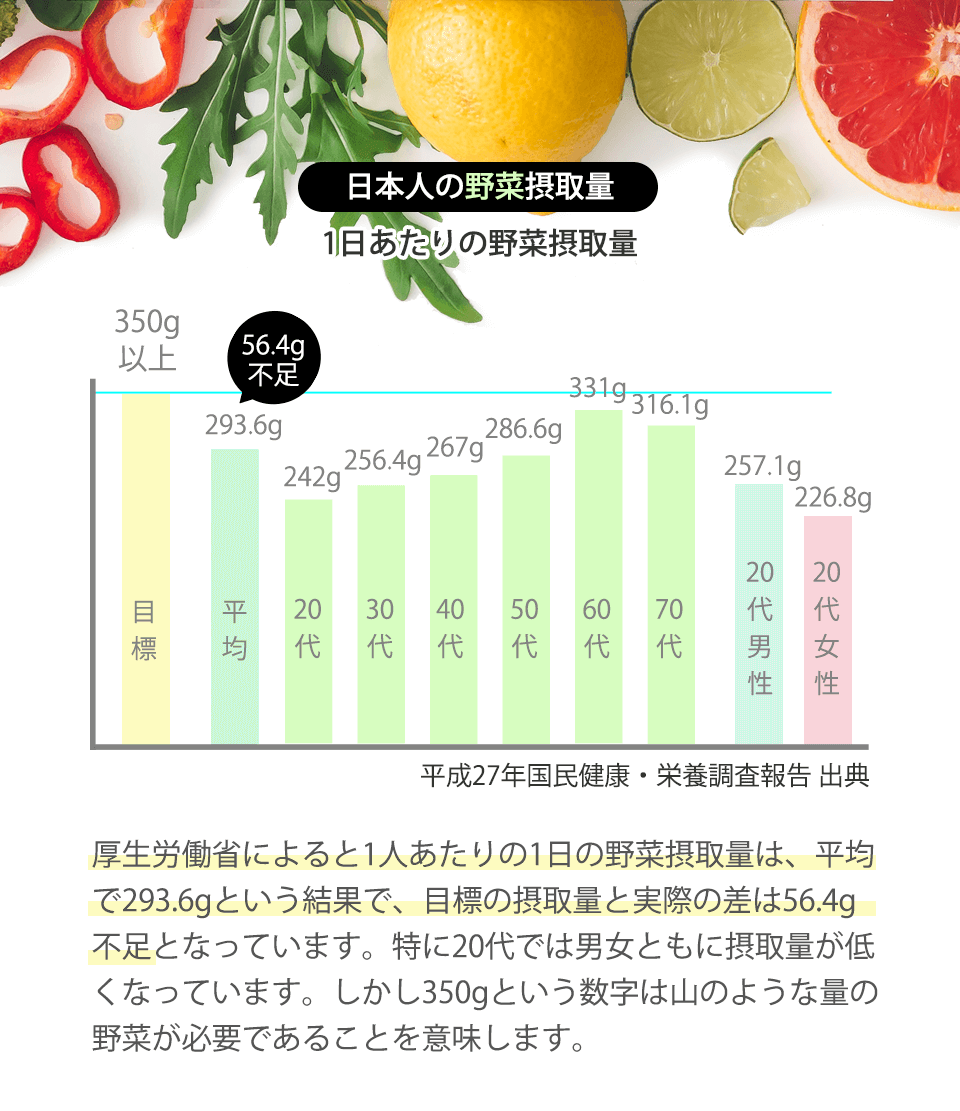 日本人の野菜摂取量